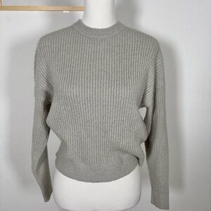 Gray Chunky Knit Ribbed Sweater